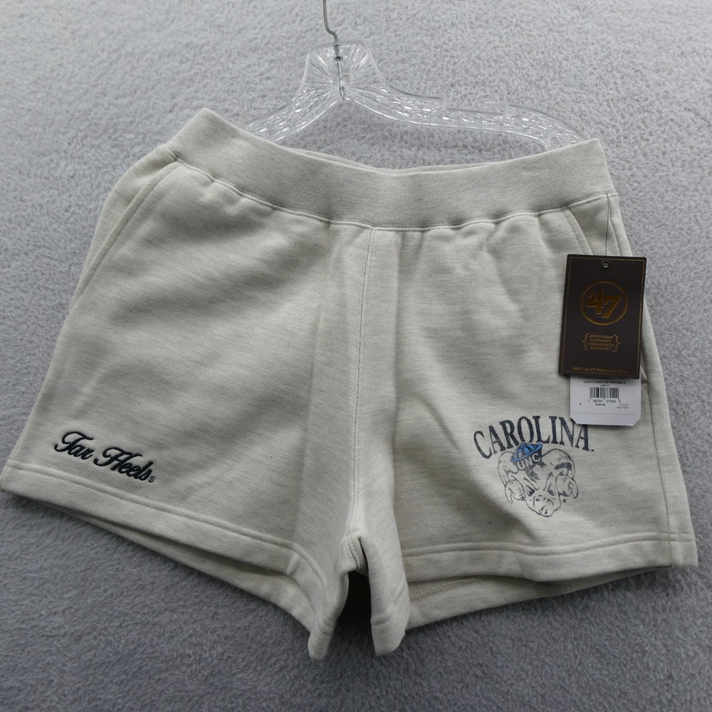 '47 Brand Shorts Women Small UNC Tar Heels Cream Heather Fleece Pocket 12417
